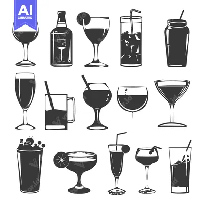 Premium design asset: A Collection of Vintage-Style Drinkware Silhouettes