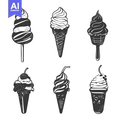 Premium design asset: A Collection of Vintage Style Ice Cream Cones and Popsicles