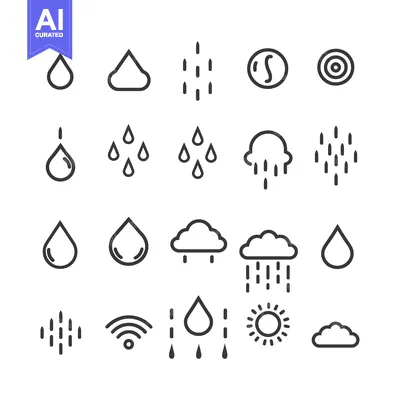 Premium design asset: A Collection of Water Drop and Cloud Weather Icons