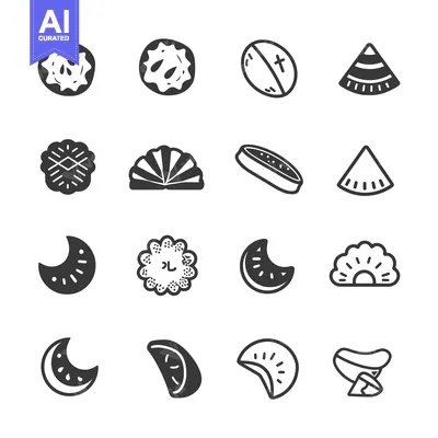 Aset premium populer: A Collection of Watermelon Slice Icons in Different Shapes