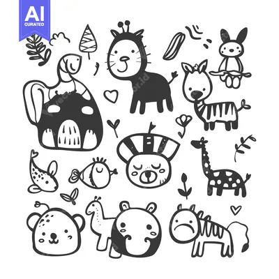 A Collection of Whimsical Hand-Drawn Animal Illustrations