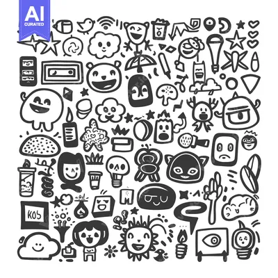Popular premium asset: A Collection of Whimsical Hand-Drawn Illustrations Featuring Diverse C