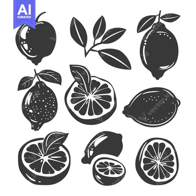 Popular premium asset: A Collection of Whole and Sliced Lemons with Leaves