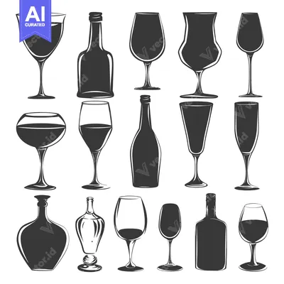 Premium design asset: A Collection of Wine Bottles and Glasses