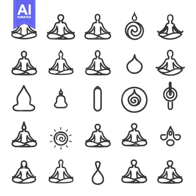 A Collection of Yoga and Meditation Line Icons
