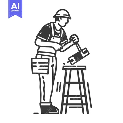 Aset desain premium: A Construction Worker Using a Hammer to Nail a Piece of Wood