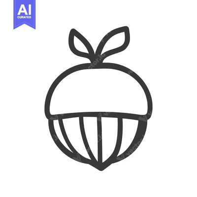 Aset premium populer: A simple drawing of an acorn with two green leaves on top