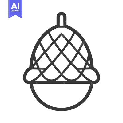 Premium design asset: A simple line drawing depiction of an acorn silhouette