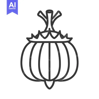 Aset premium populer: An illustration of a stylized fruit with stem and crown