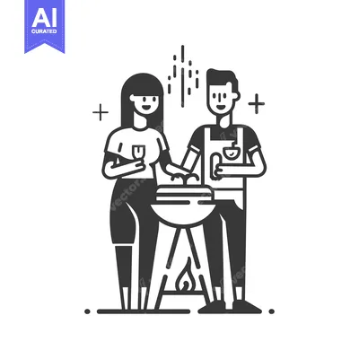 A Couple Grilling Food Together at a Barbecue