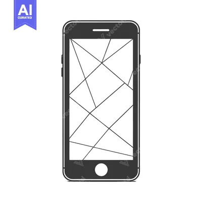 Premium design asset: A Cracked Smartphone Screen with a Black Outline