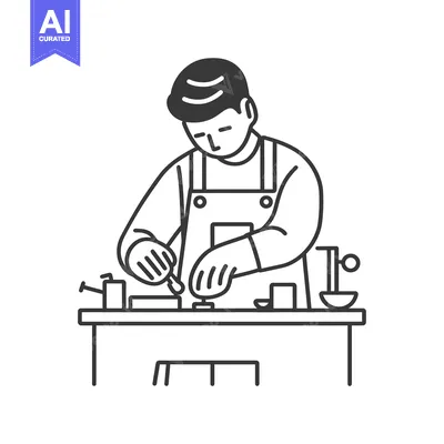 Popular premium asset: A Craftsman Working on a Project at a Table