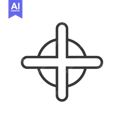 Aset premium populer: A cross inside a circle, a simple black and white line drawing