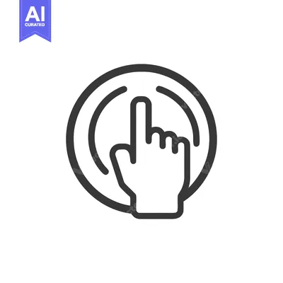Aset desain premium: Finger Tap Icon: Minimalist Design with Circular Element and Clean Lin