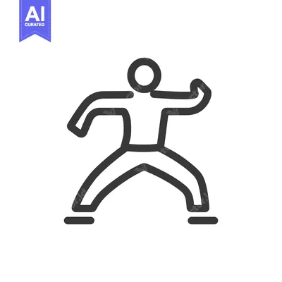 Aset desain premium: A simple black line drawing of a human in action