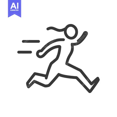 Aset premium populer: A Simple Black And White Line Drawing Depicting A Running Person