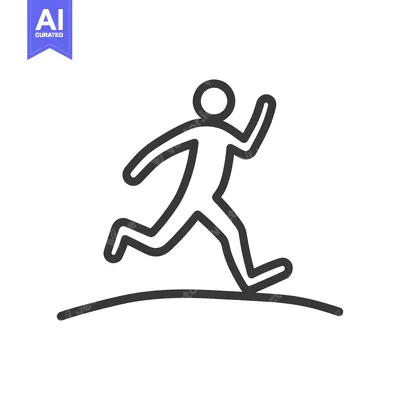 Premium design asset: A simple illustration depicting a person running across a plain surfac