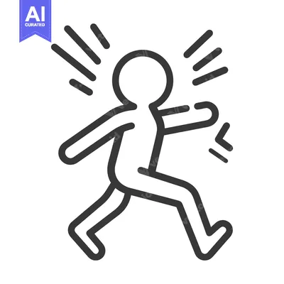 Premium design asset: Simple outlined stick figure appears to be experiencing rapid movement