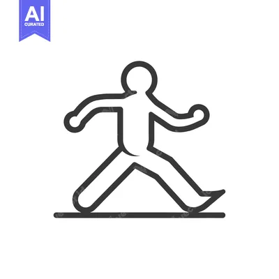 Aset premium populer: Simple linear icon illustrating a person in a dynamic running posture