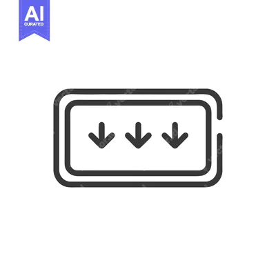 Aset desain premium: Downward Arrows in Rounded Rectangle: Simple Vector Icon Design