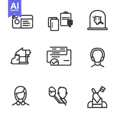 Aset desain premium: Various business icons featuring documents people and objects in black