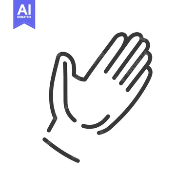 Aset desain premium: A simple stylized outline drawing depicting an open human hand