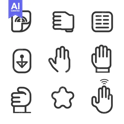 Premium design asset: Nine different minimalist icon designs with various graphic symbols