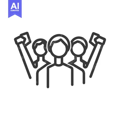Aset premium populer: Illustration depicting a group of people raising their fists in unison