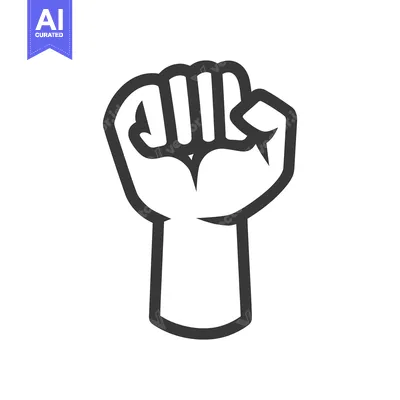 Aset desain premium: A stylized graphic representation of a clenched human fist