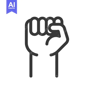 Aset desain premium: A minimalistic outlined clenched fist representing defiance and power