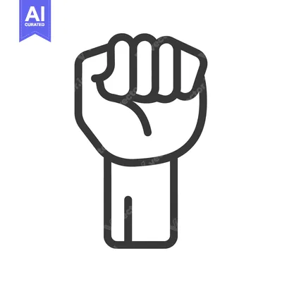 Premium design asset: A simple black and white graphic of a clenched fist and arm