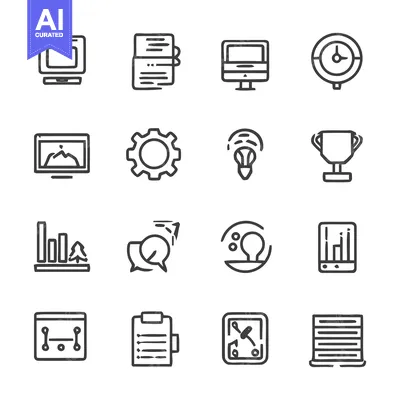 Popular premium asset: Business and Technology Icons: A Collection of Essential Symbols in Li