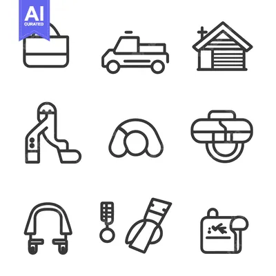 Illustrated Icons Depicting Common Objects Found in Daily Life