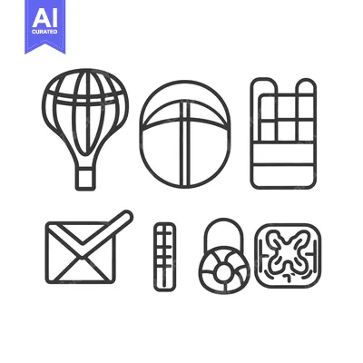A collection of simple outline graphic symbols in a set
