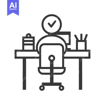 Popular premium asset: A person working at a desk with a checked circle overhead