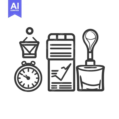 Popular premium asset: Various outline icons including a timer and a scientific instrument