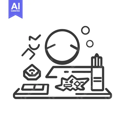 Premium design asset: A minimalist illustration of diverse objects on a surface