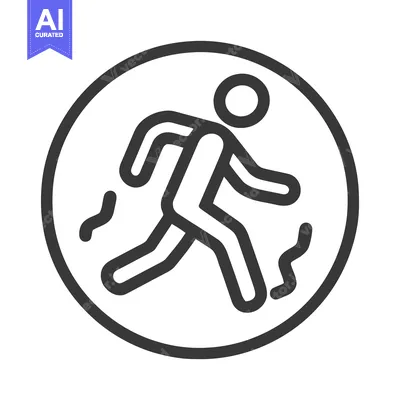 Premium design asset: Minimalist Running Icon: Bold Outline of a Person in Motion Inside a C
