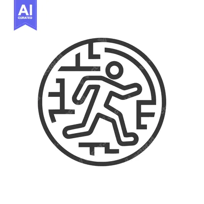 Popular premium asset: Simple Line Art Icon of Person Navigating a Maze