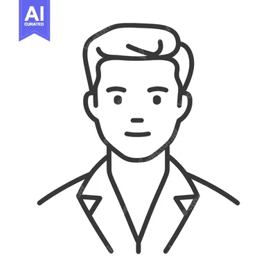 Premium design asset: A simple black and white icon depicting a human male person