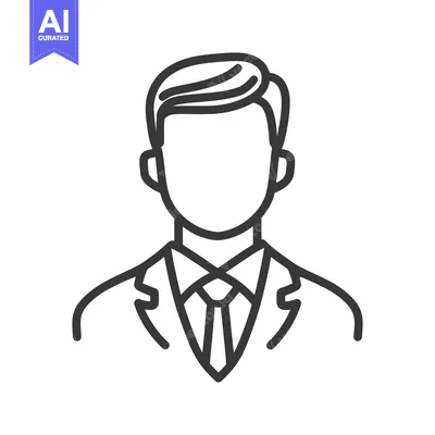 Aset premium populer: An outline drawing illustrating a suited man in a simple graphic style