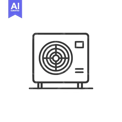 Aset desain premium: Air Conditioner Unit Icon: Modern Line Art Illustration on White Backg