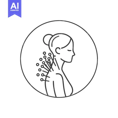 Premium design asset: Minimalist Acupuncture Icon: Woman's Profile with Needles in Circular