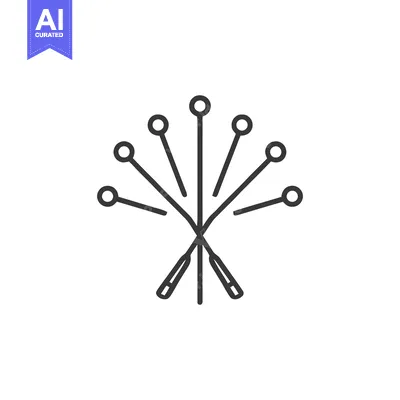 Aset desain premium: Linear Acupuncture Needles Icon: Traditional Medicine and Wellness Con