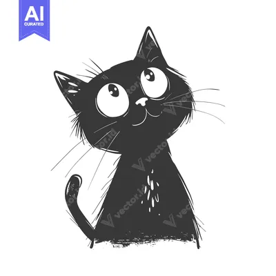 Popular premium asset: A Curious Black Cat Looking Up with Big Eyes and a Smile