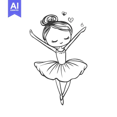 Aset desain premium: A Cute Cartoon Ballerina with Arms Outstretched
