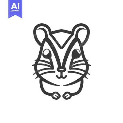 Premium design asset: A Cute Cartoon Black and White Hamster with Big Eyes
