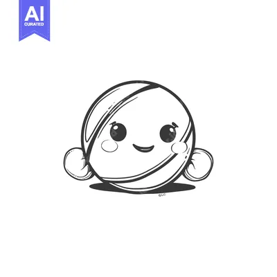 Popular premium asset: A Cute Cartoon Illustration of a Striped Ball with a Smiling Face