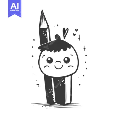 Premium design asset: A Cute Cartoon Pencil Character with a Smiling Face