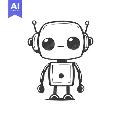 Aset premium populer: A Cute, Cartoon-Style Robot with Large Eyes